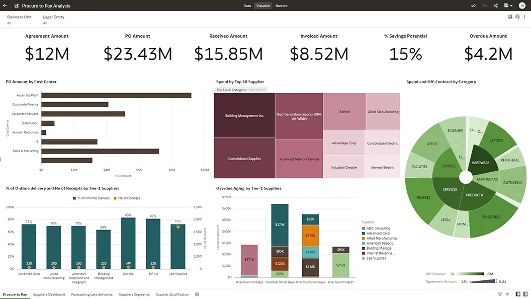 Procure to Pay Analysis section view