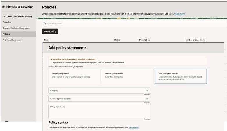 OCI ZPR-Policys verwalten