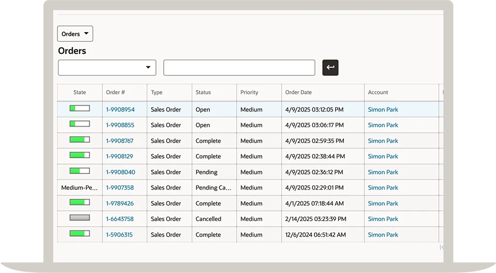 orders screenshot