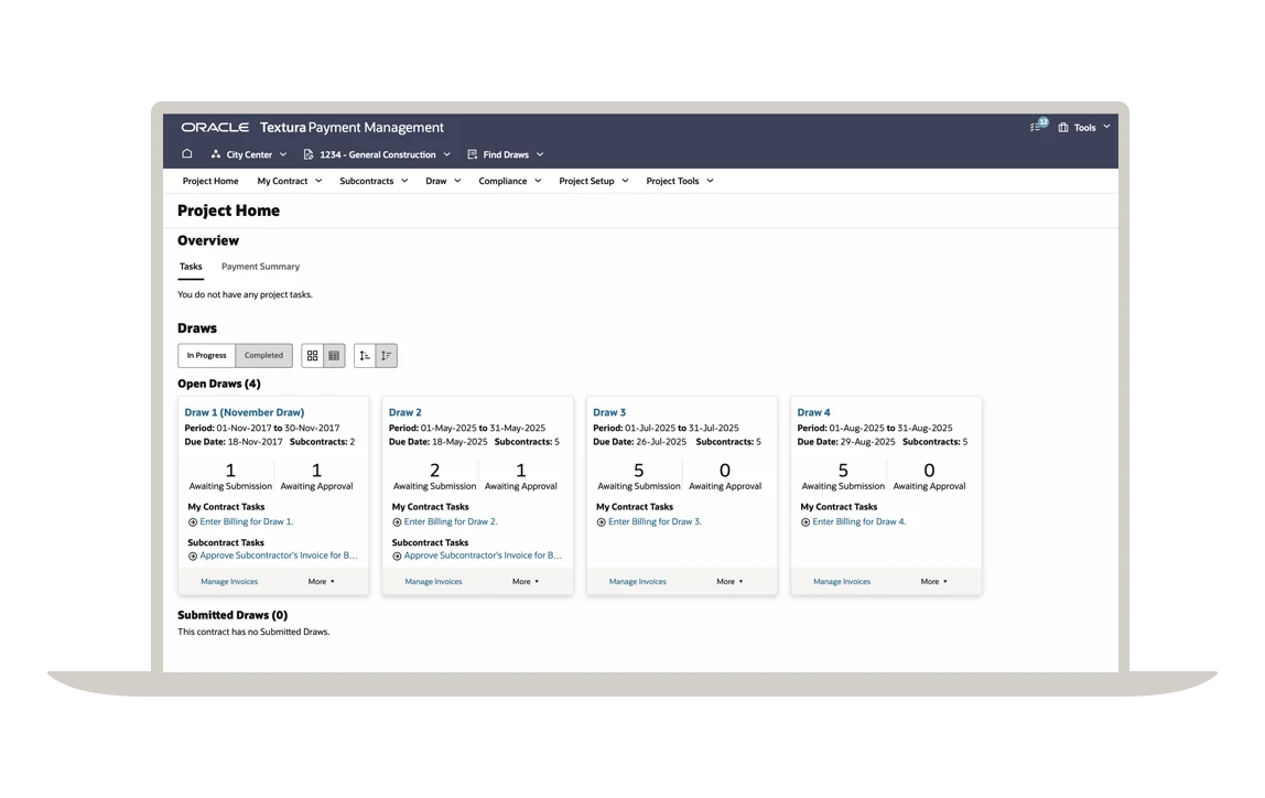 textura construction payment management screenshot