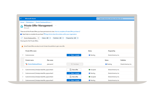 Purchase Oracle AI Database@Azure through the Azure Marketplace.